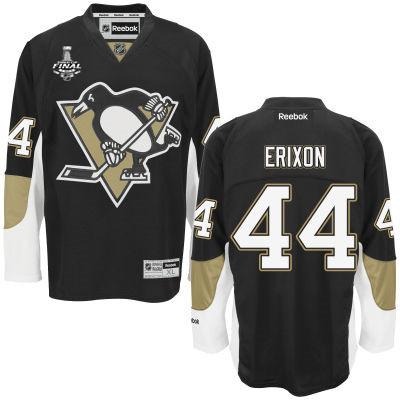 Men's Pittsburgh Penguins #44 Tim Erixon Black Team Color 2016 Stanley Cup NHL Finals Patch Jersey