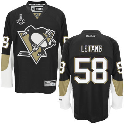 Men's Pittsburgh Penguins #58 Kris Letang Black Team Color 2016 Stanley Cup NHL Finals Patch Jersey
