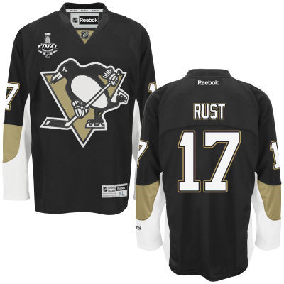 Men's Pittsburgh Penguins #17 Bryan Rust Black Team Color 2016 Stanley Cup NHL Finals Patch Jersey
