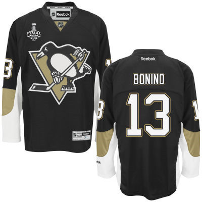 Men's Pittsburgh Penguins #13 Nick Bonino Black Team Color 2016 Stanley Cup NHL Finals Patch Jersey