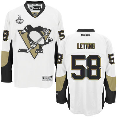 Men's Pittsburgh Penguins #58 Kris Letang White Road 2016 Stanley Cup NHL Finals Patch Jersey