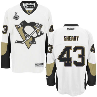 Men's Pittsburgh Penguins #43 Conor Sheary White Road 2016 Stanley Cup NHL Finals Patch Jersey