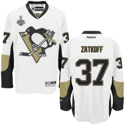 Men's Pittsburgh Penguins #37 Jeff Zatkoff White Road 2016 Stanley Cup NHL Finals Patch Jersey