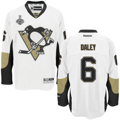 Men's Pittsburgh Penguins #6 Trevor Daley White Road 2016 Stanley Cup NHL Finals Patch Jersey