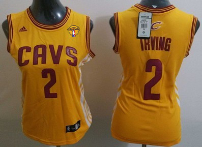 Women's Cleveland Cavaliers #2 Kyrie Irving Yellow 2016 The NBA Finals Patch Jersey