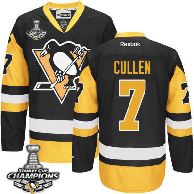 Men's Pittsburgh Penguins #7 Matt Cullen Black Third Jersey w 2016 Stanley Cup Champions Patch