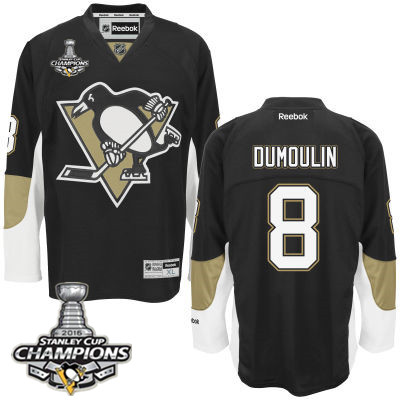 Men's Pittsburgh Penguins #8 Brian Dumoulin Black Team Color Jersey w 2016 Stanley Cup Champions Patch