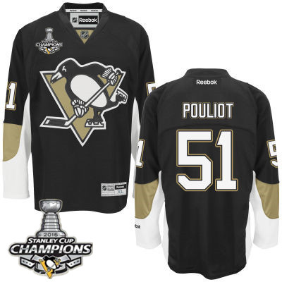 Men's Pittsburgh Penguins #51 Derrick Pouliot Black Team Color Jersey w 2016 Stanley Cup Champions Patch