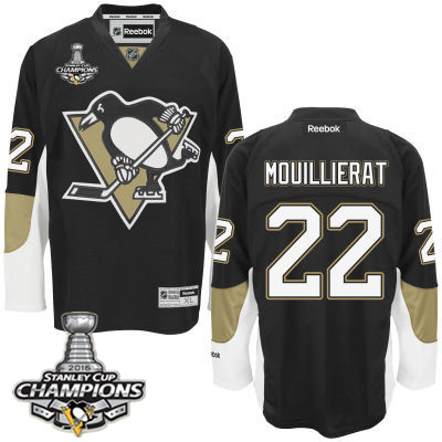 Men's Pittsburgh Penguins #22 Kael Mouillierat Black Team Color Jersey w 2016 Stanley Cup Champions Patch