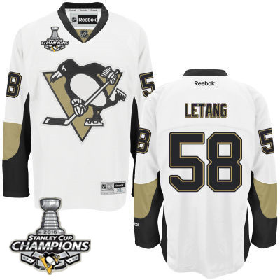 Men s Pittsburgh Penguins 58 Kris Letang White Road Jersey w 2016 Stanley Cup Champions Patch on sale for Cheap wholesale from China