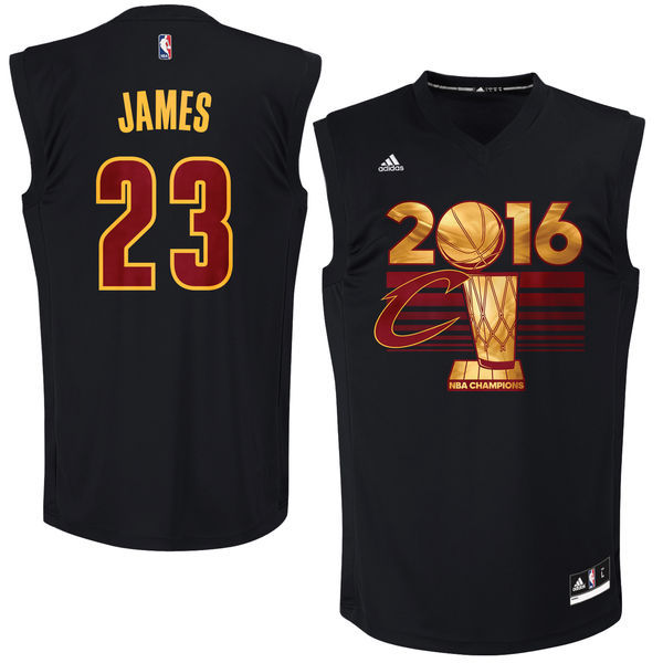 Men's Cleveland Cavaliers LeBron James #23 adidas Black 2016 NBA Finals Champions Jersey-Printed Style