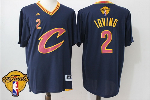 Men's Cleveland Cavaliers Kyrie Irving #2 2016 The NBA Finals Patch New Navy Blue Short-Sleeved Jersey