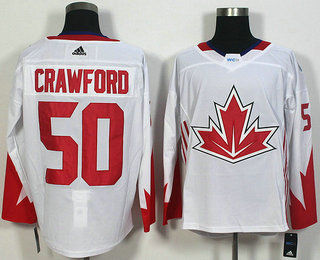 Men's Team Canada #50 Corey Crawford White 2016 World Cup of Hockey Game Jersey