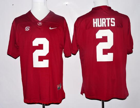 Men's Alabama Crimson Tide #2 Jalen Hurts Red Limited Stitched College Football Nike NCAA Jersey