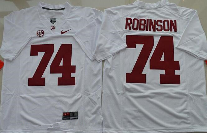 Men's Alabama Crimson Tide #74 Cam Robinson White Limited Stitched College Football Nike NCAA Jersey