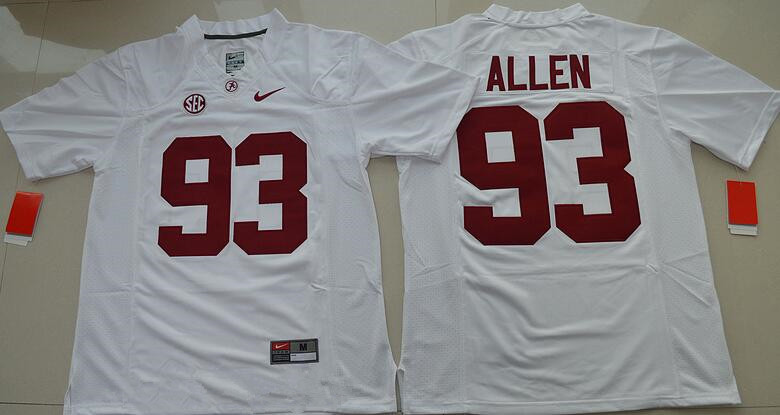 Men's Alabama Crimson Tide #93 Jonathan Allen White Limited Stitched College Football Nike NCAA Jersey
