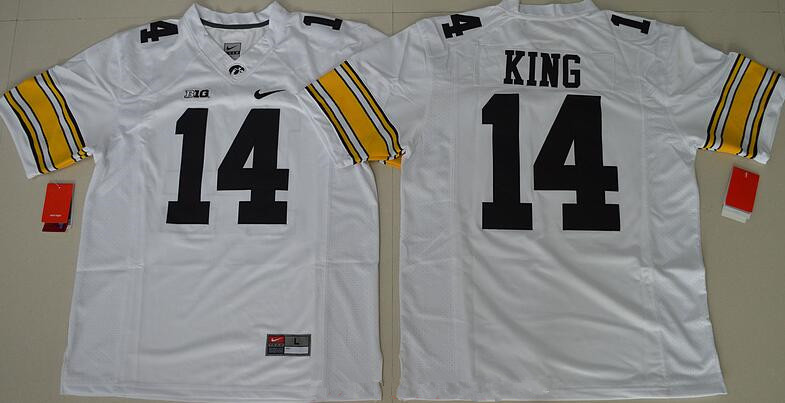 Men's Iowa Hawkeyes #14 Desmond King White Limited Stitched College Football Nike NCAA Jersey
