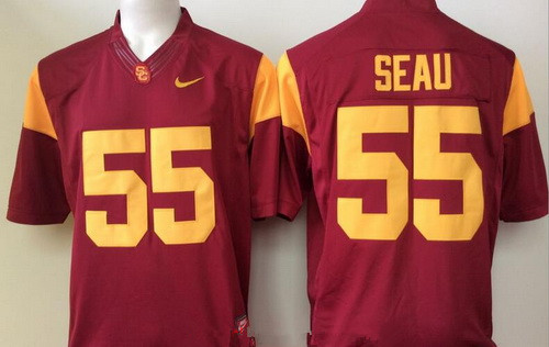 Men's USC Trojans #55 Junior Seau All Red Stitched College Football Nike NCAA Jersey