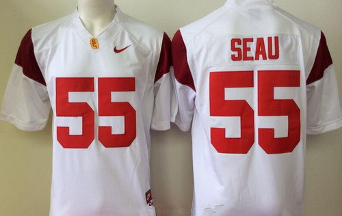 Men's USC Trojans #55 Junior Seau White Stitched College Football Nike Limited NCAA Jersey