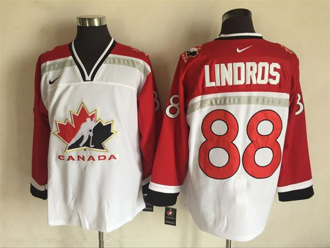 Men's 1998 Team Canada #88 Eric Lindros White Nike Olympic Throwback Stitched Hockey Jersey