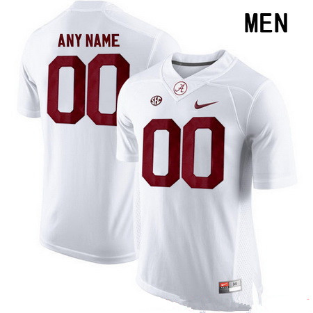 Men's Alabama Crimson Tide Custom College Football Nike Limited Jersey - White
