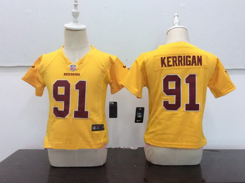 Toddler Washington Redskins #91 Ryan Kerrigan Gold 2016 Color Rush Stitched NFL Nike Game Jersey