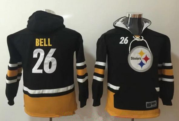 Youth Pittsburgh Steelers #26 Le'Veon Bell NEW Black Pocket Stitched NFL Pullover Hoodie