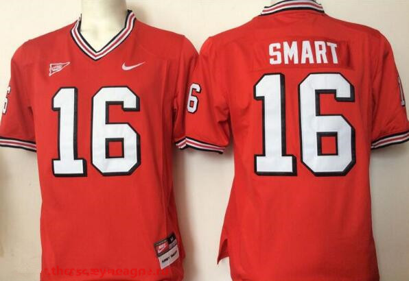 Size XXXXL Men's Georgia Bulldogs Coach #16 Kirby Smart Red Stitched College Football Nike NCAA Jersey