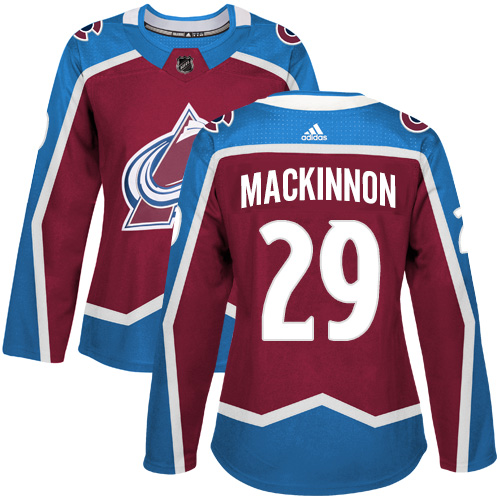 Adidas Colorado Avalanche #29 Nathan MacKinnon Burgundy Home Authentic Women's Stitched NHL Jersey