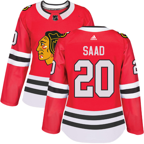 Adidas Chicago Blackhawks #20 Brandon Saad Red Home Authentic Women's Stitched NHL Jersey