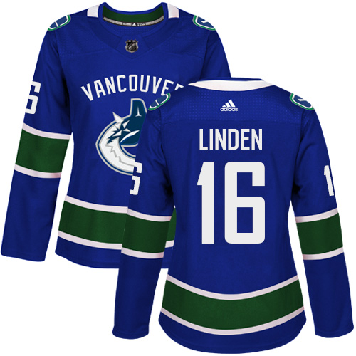 Adidas Vancouver Canucks #16 Trevor Linden Blue Home Authentic Women's Stitched NHL Jersey