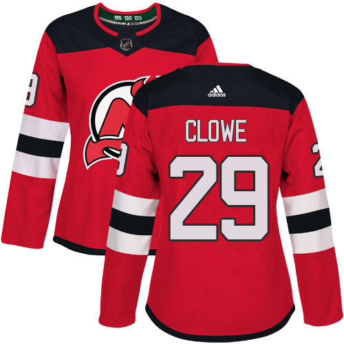 Adidas New Jersey Devils #29 Ryane Clowe Red Home Authentic Women's Stitched NHL Jersey