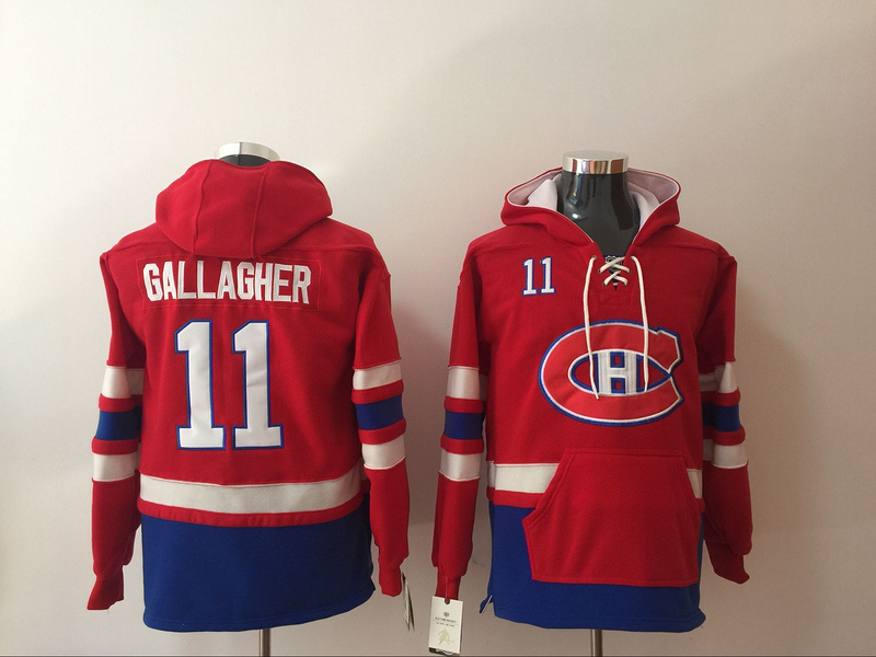 Men's Montreal Canadiens #11 Brendan Gallagher NEW Red Pocket Stitched NHL Old Time Hockey Hoodie