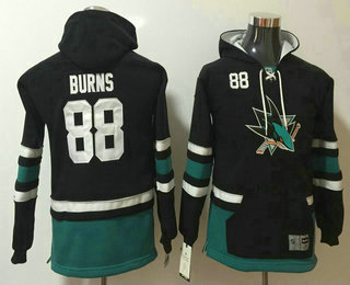 Youth San Jose Sharks #88 Brent Burns NEW Black Pocket Stitched NHL Old Time Hockey Hoodie