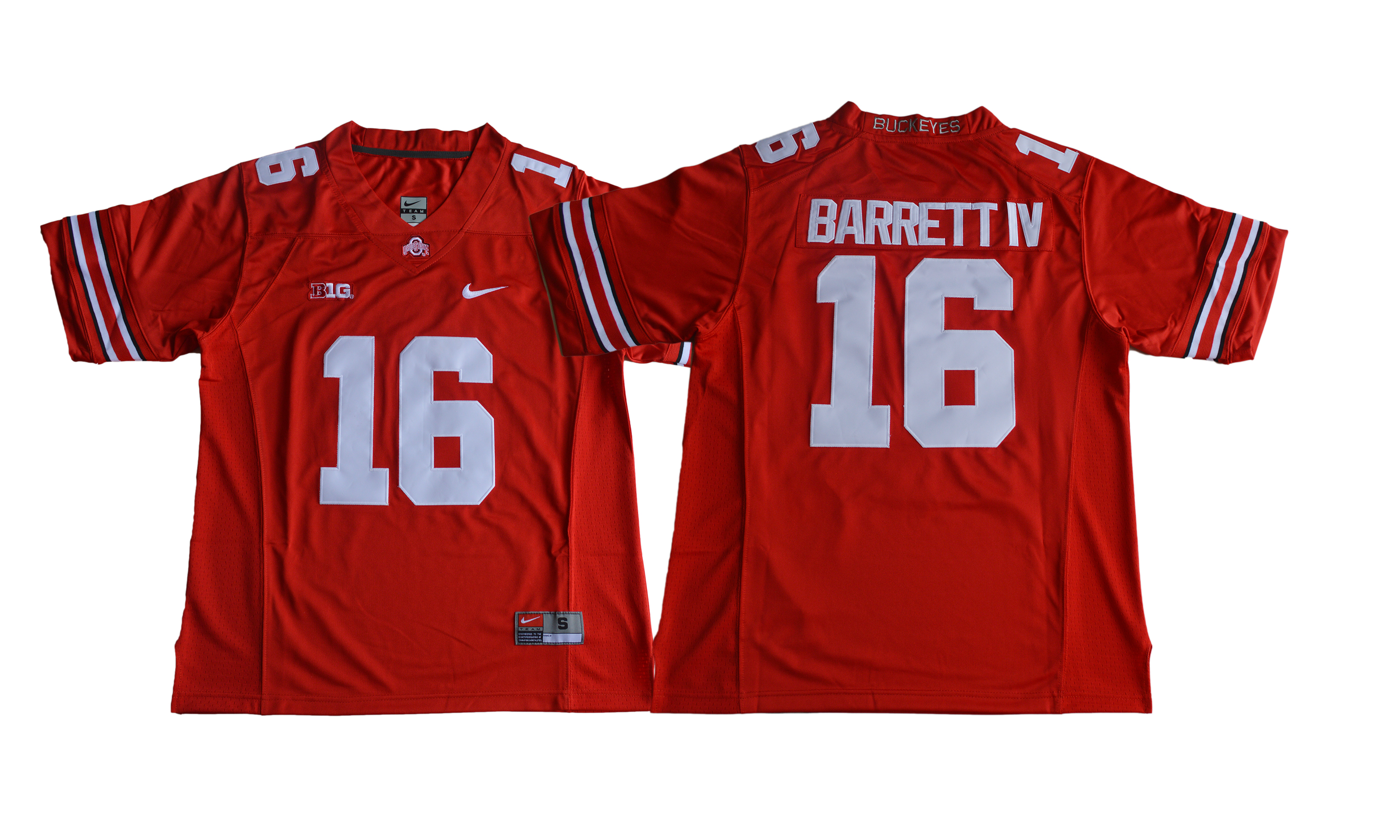 Men's Ohio State Buckeyes #16 J.T. Barrett IV Red Limited Stitched NCAA 2016 Nike College Football Jersey