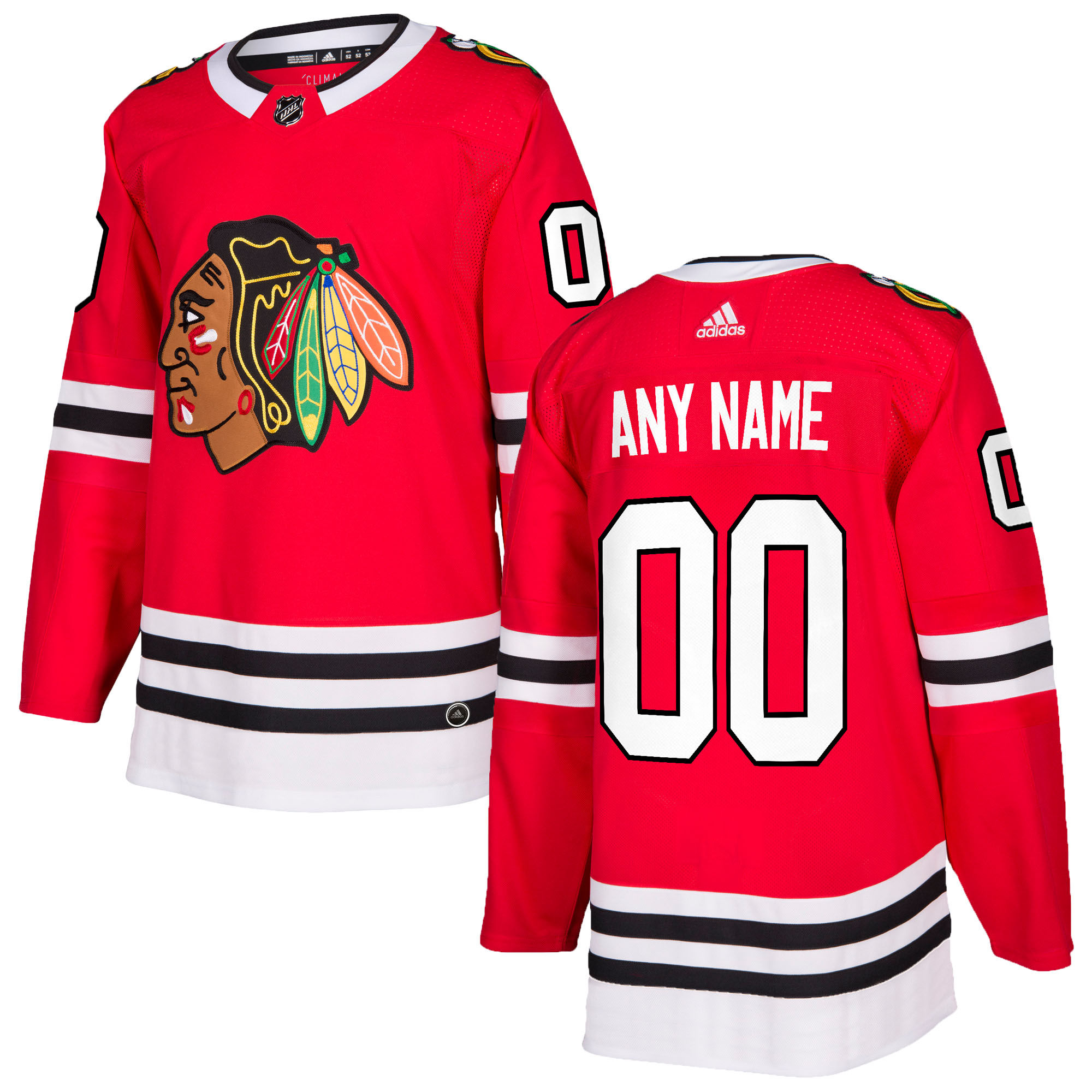 Custom Men's Adidas Chicago Blackhawks Red Home Authentic Stitched NHL Jersey