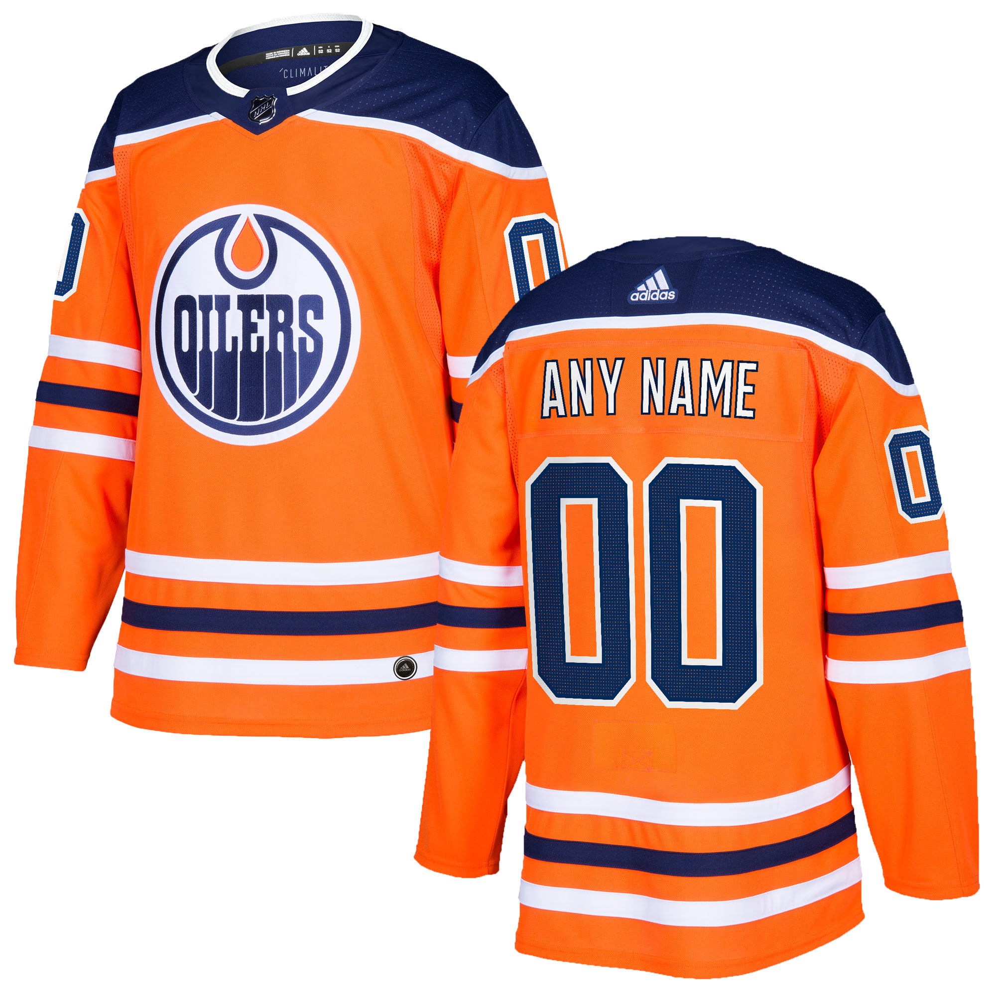 Custom Men's Adidas Edmonton Oilers Orange Home Authentic Stitched NHL Jersey