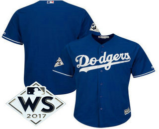 Men's Los Angeles Dodgers Majestic Royal 2017 World Series Patch Cool Base Team Jersey
