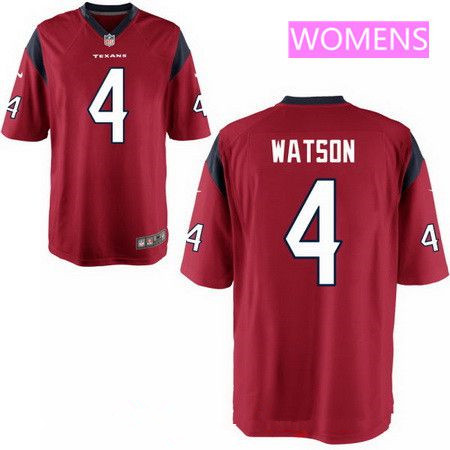 Women's 2017 NFL Draft Houston Texans #4 Deshaun Watson Red Team Color Stitched NFL Nike Game Jersey