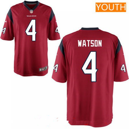 Youth 2017 NFL Draft Houston Texans #4 Deshaun Watson Red Team Color Stitched NFL Nike Game Jersey