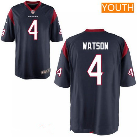 Youth 2017 NFL Draft Houston Texans #4 Deshaun Watson Navy Blue Alternate Stitched NFL Nike Game Jersey