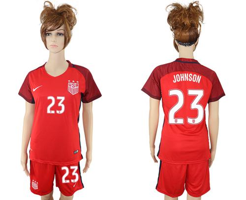 Women's USA #23 Johnson Away Soccer Country Jersey