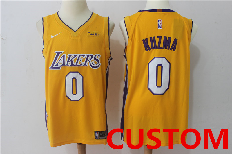 Custom Men's Los Angeles Lakers New Yellow 2017-2018 Nike Swingman Wish Stitched NBA Jersey