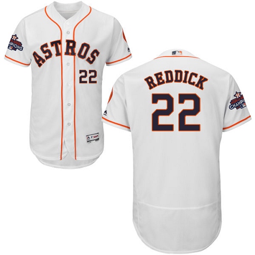 Men's Houston Astros #22 Josh Reddick White Flexbase Authentic Collection 2017 World Series Champions Stitched MLB Jersey
