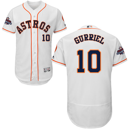 Men's Houston Astros #10 Yuli Gurriel White Flexbase Authentic Collection 2017 World Series Champions Stitched MLB Jersey