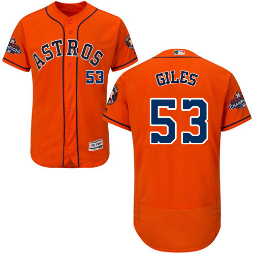 Men's Houston Astros #53 Ken Giles Orange Flexbase Authentic Collection 2017 World Series Champions Stitched MLB Jersey