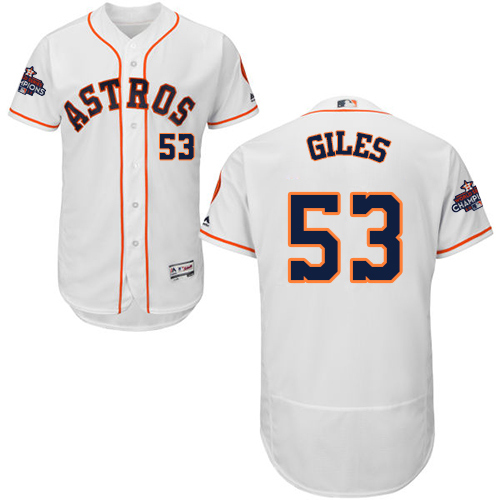 Men's Houston Astros #53 Ken Giles White Flexbase Authentic Collection 2017 World Series Champions Stitched MLB Jersey