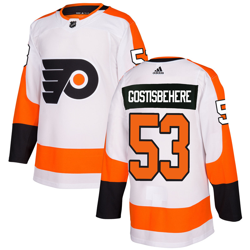 Adidas Philadelphia Flyers #53 Shayne Gostisbehere White Authentic Stitched NHL Jersey