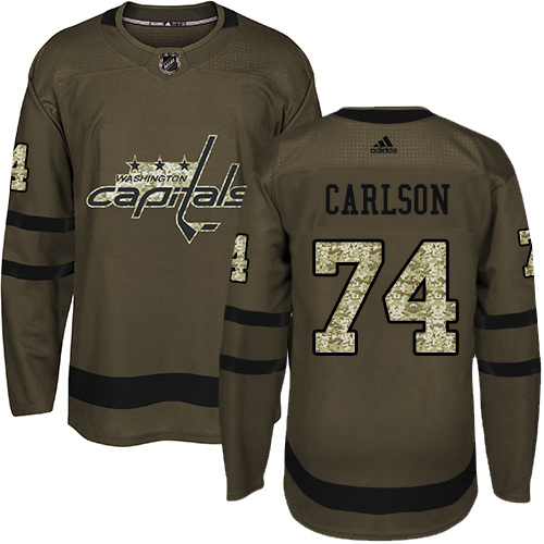 Adidas Capitals #74 John Carlson Green Salute to Service Stitched Youth NHL Jersey
