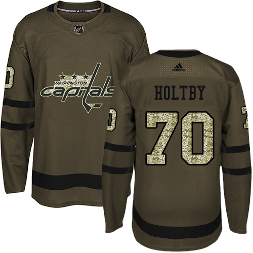 Adidas Capitals #70 Braden Holtby Green Salute to Service Stitched Youth NHL Jersey